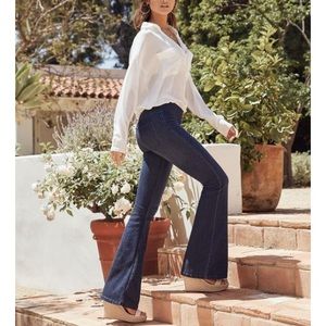 Free People Penny Pull-on Flare Jeans in Rich Blue